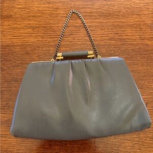 Elegant Gray Leather Handbag